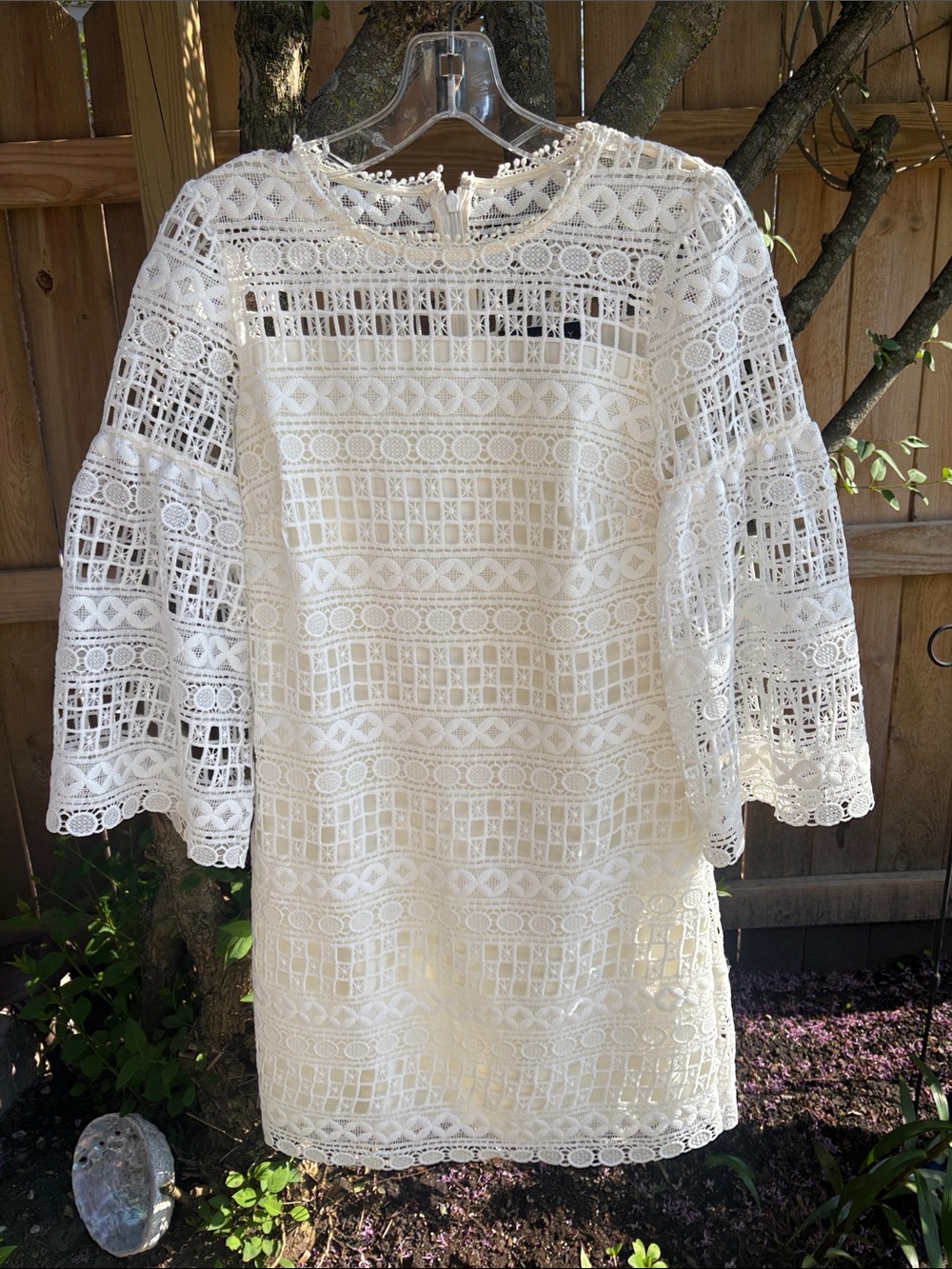Laundry Women's White Lace Shift Dress - Elegant Crochet Design